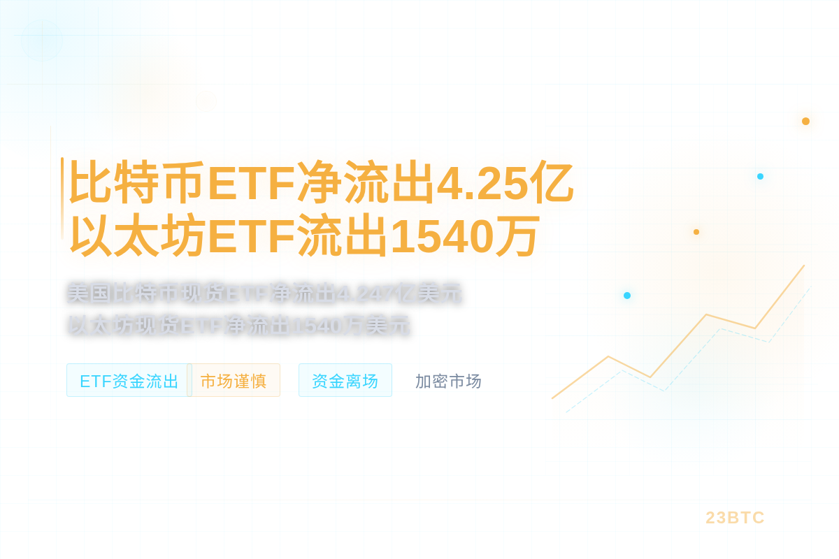比特币ETF净流出4.25亿,以太坊ETF流出1540万插图1 比特币ETF净流出4.25亿,以太坊ETF流出1540万