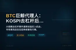 BTC巨鲸代理人：KOSPI去杠杆后或现买入良机