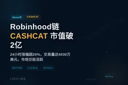 Robinhood链Meme币CASHCAT市值短时破2亿
