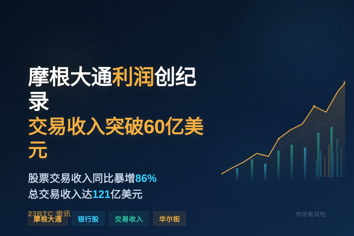 摩根大通季度利润创纪录,交易收入60亿插图1 摩根大通季度利润创纪录,交易收入60亿