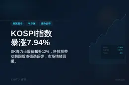 韩国KOSPI指数暴涨7.94%