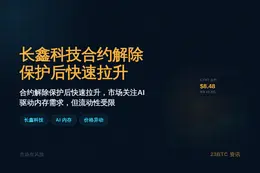 长鑫科技合约解除保护后快速拉升至8.48美元
