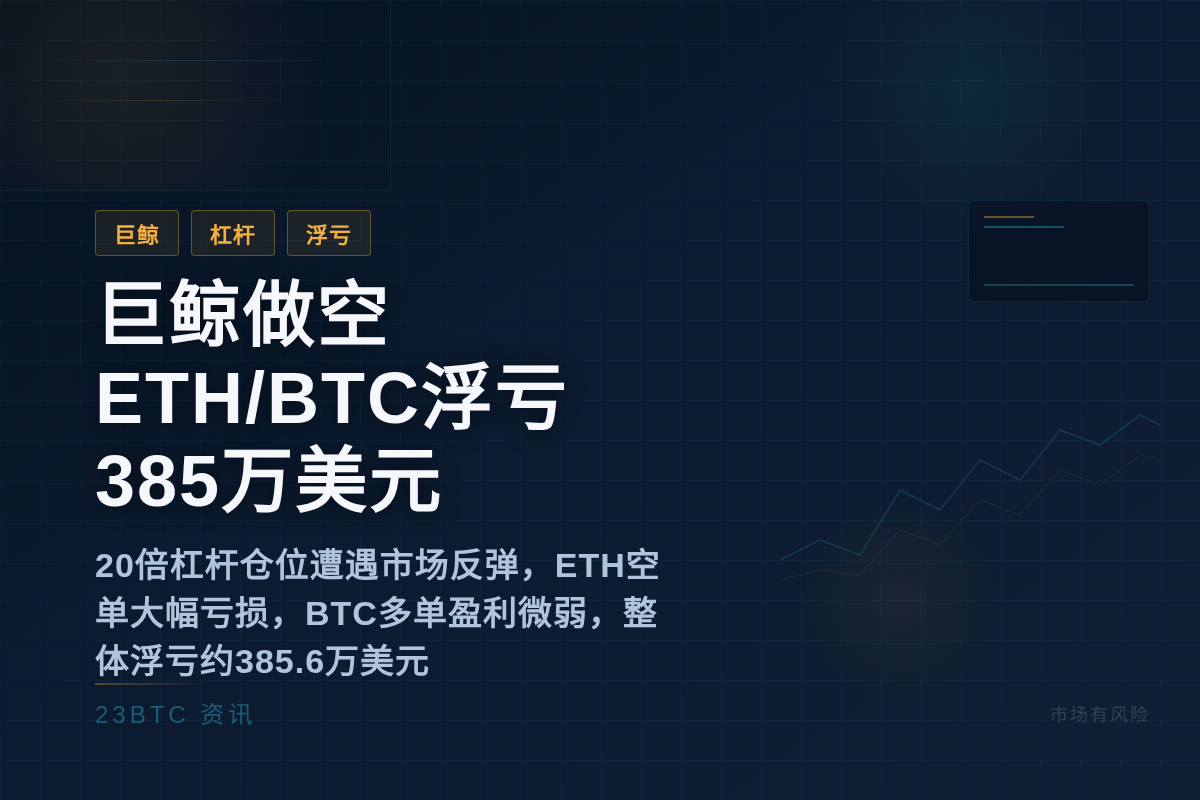 巨鲸做空ETH/BTC浮亏385万美元插图1 巨鲸做空ETH/BTC浮亏385万美元