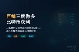巨鲸三度做多比特币，获利400万美元
