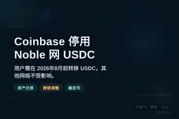 Coinbase 2026年8月停用Noble网USDC