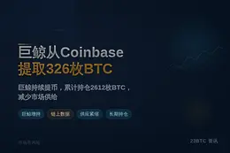 巨鲸从Coinbase提取326枚BTC