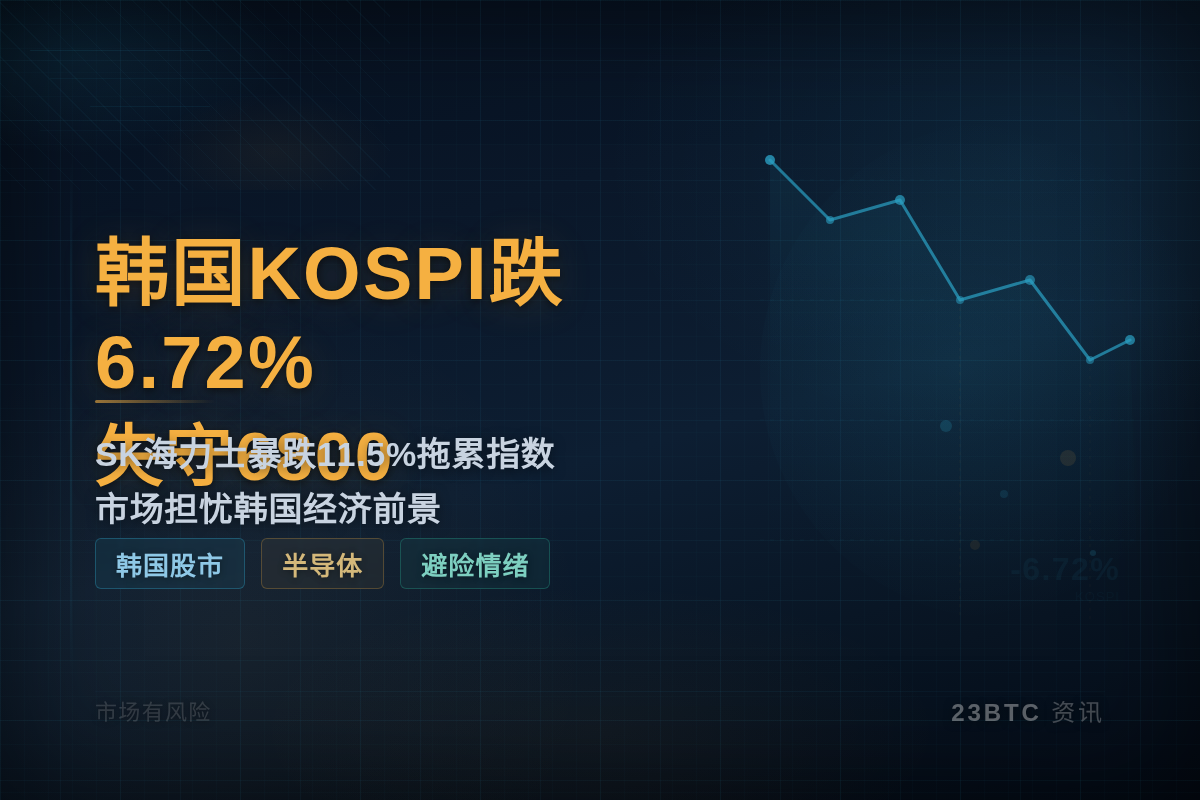 韩国KOSPI跌6.72%失守6800插图1 韩国KOSPI跌6.72%失守6800