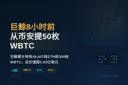 巨鲸8小时前从币安提50枚WBTC
