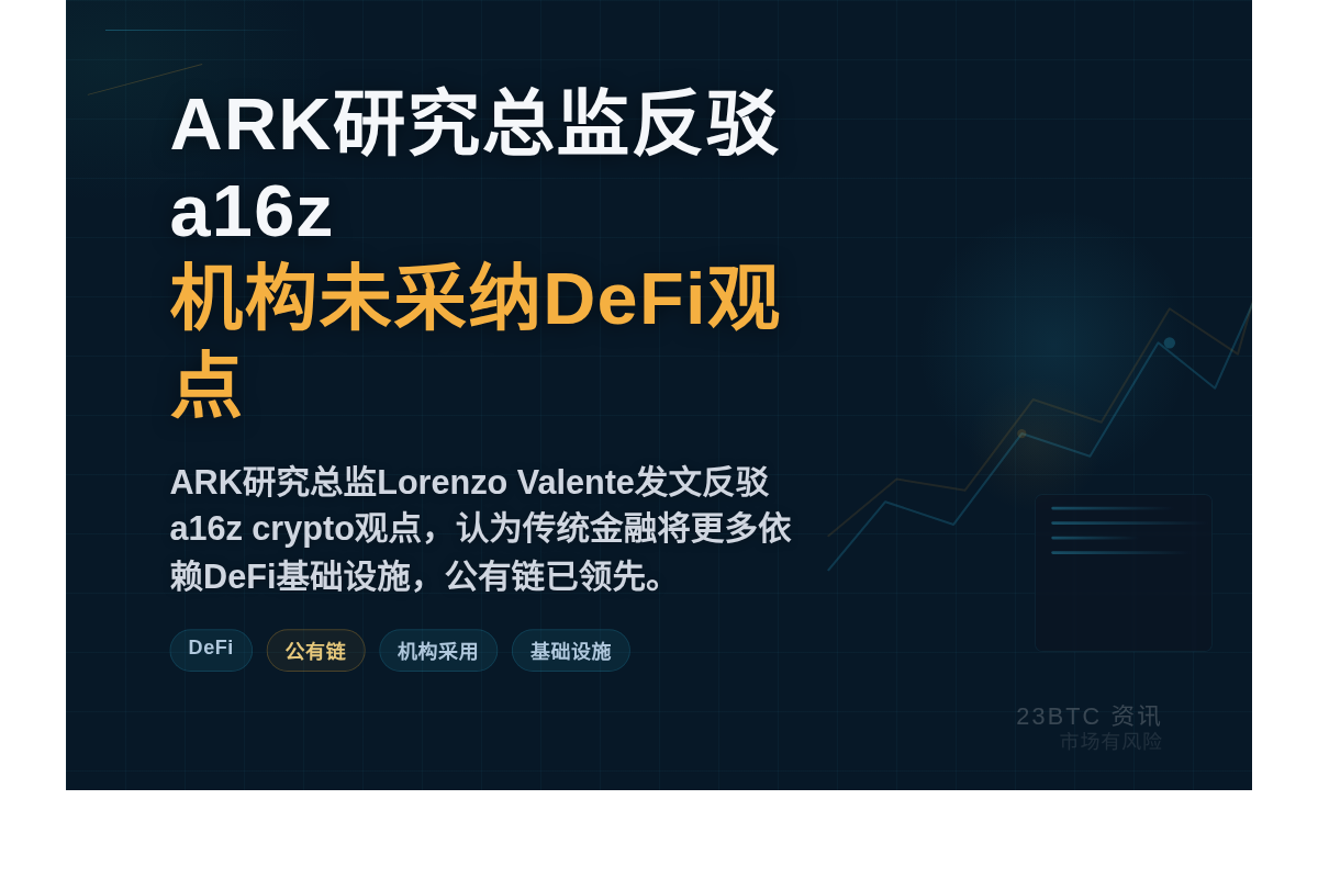 ARK研究总监反驳a16z：机构未采纳DeFi观点