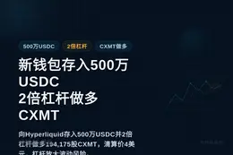 新钱包存入500万USDC，2倍杠杆做多CXMT，清算价13