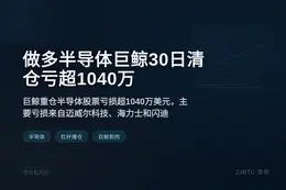 做多半导体巨鲸30日清仓亏超1040万