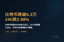 比特币跌破6.3万 24h跌2.98%