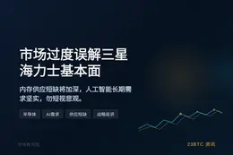 市场过度误解三星海力士基本面 勿短视悲观