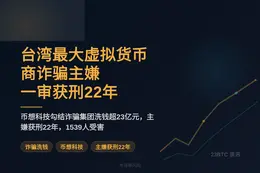 台湾最大虚拟货币商诈骗主嫌一审获刑22年