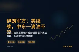 伊朗军方：美继续，中东一滴油不流