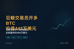巨鲸交易员今晨开多BTC价值443万美元
