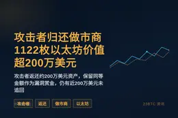 攻击者归还做市商1122枚以太坊价值超200万美元