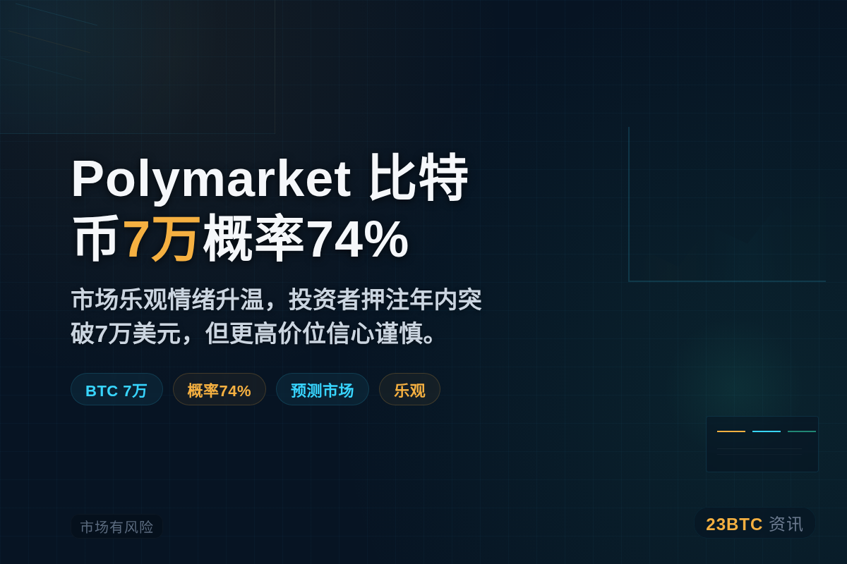 Polymarket比特币7万概率74%插图1 Polymarket比特币7万概率74%