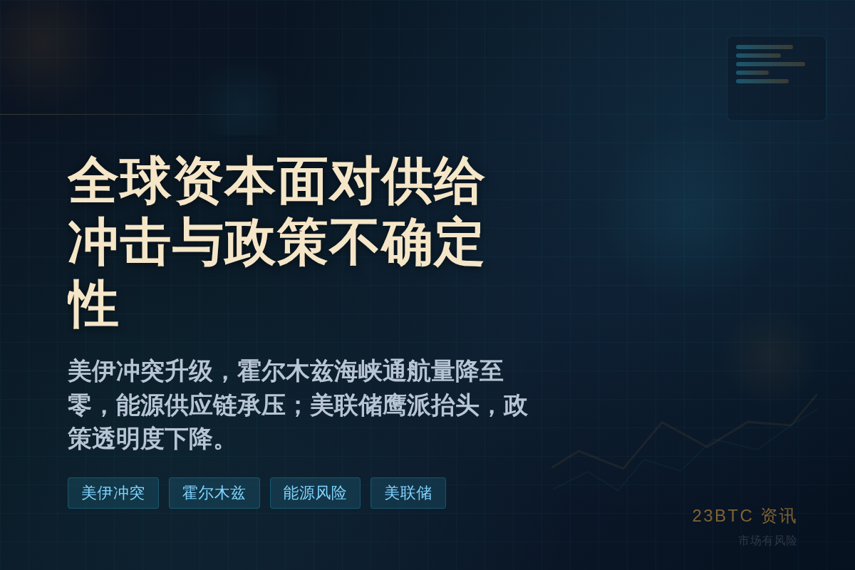 Bitunix分析师:从霍尔木兹到美联储,全球资本正同时面对供给冲击与政策不确定性插图1 Bitunix分析师:从霍尔木兹到美联储,全球资本正同时面对供给冲击与政策不确定性