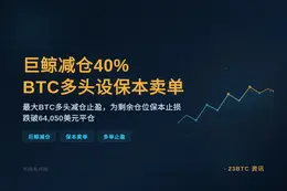 巨鲸减仓40%BTC多头，设保本卖单