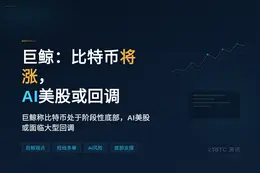 巨鲸：比特币将涨，AI美股或回调