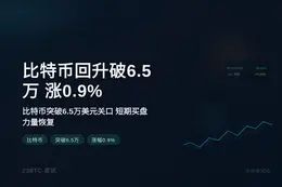 比特币回升破6.5万，涨0.9%