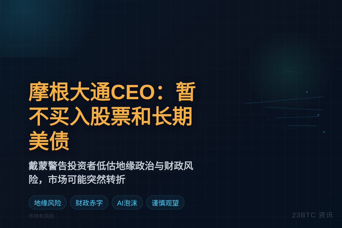 摩根大通CEO:暂不买入股票和长期美债插图1 摩根大通CEO:暂不买入股票和长期美债