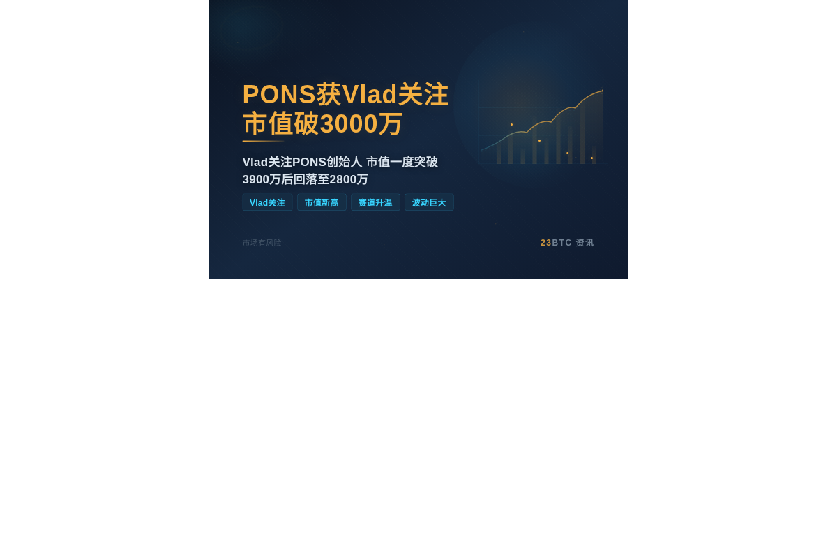 PONS获Vlad关注,市值破3000万插图1 PONS获Vlad关注,市值破3000万