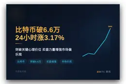 比特币破6.6万，24小时涨3.17%