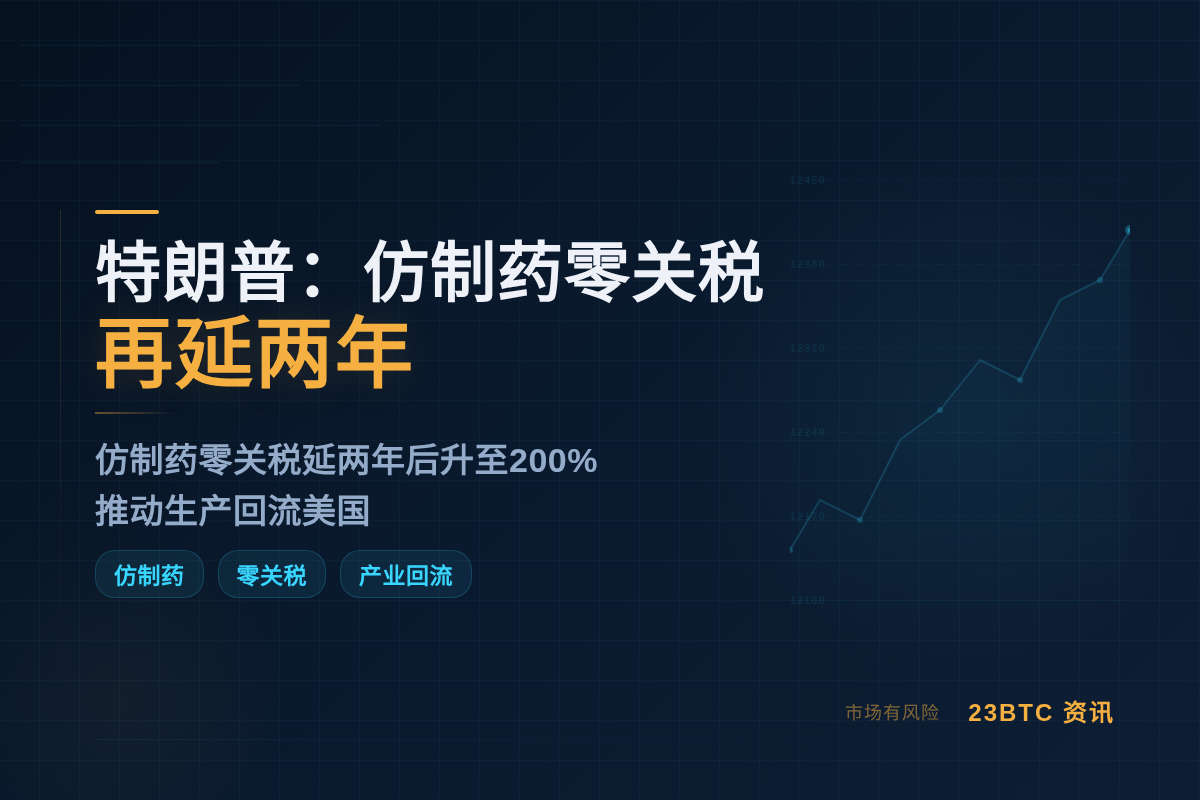 特朗普：仿制药零关税再延两年