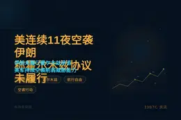 美连续11夜空袭伊朗 称霍尔木兹协议未履行