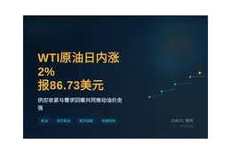 WTI原油日内涨2%报86.73美元