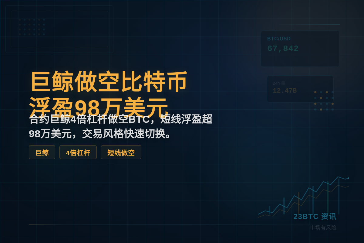 巨鲸做空比特币浮盈98万美元