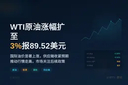WTI原油涨幅扩至3%报89.52美元