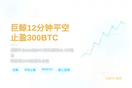 巨鲸12分钟平空止盈300BTC