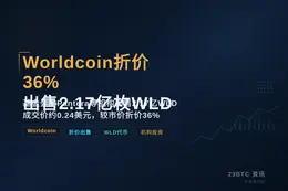 Worldcoin基金会向Pantera等机构出售2.17亿枚WLD，成交价较市场价折价36%