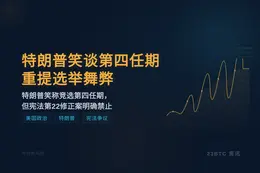 特朗普笑谈第四任期，重提选举舞弊
