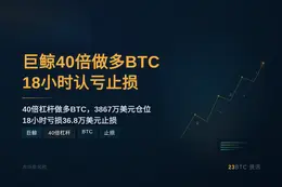 巨鲸40倍做多BTC 18小时认亏止损