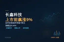 长鑫科技上市前飙涨9%