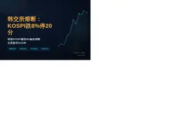 韩交所熔断：KOSPI跌8%停20分