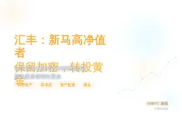 汇丰：新马高净值者保留加密，转投黄金
