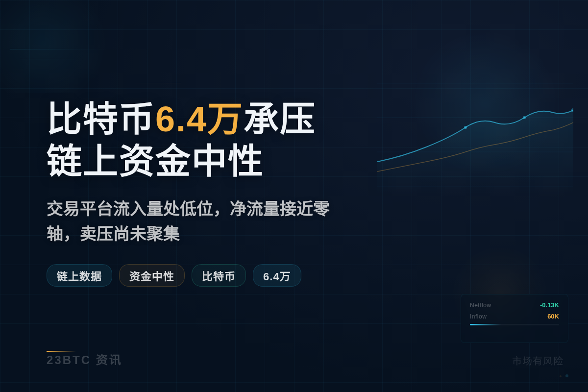 比特币6.4万承压 链上资金中性