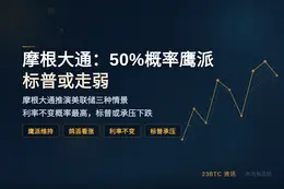 摩根大通：50%概率鹰派，标普或走弱