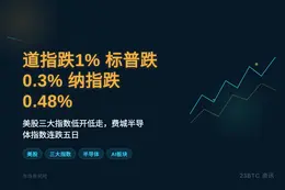 道指跌1%标普跌0.3%纳指跌0.48%
