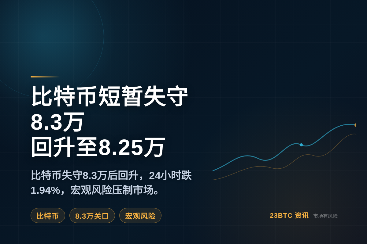 比特币短暂失守8.3万,回升至8.25万插图1 比特币短暂失守8.3万,回升至8.25万