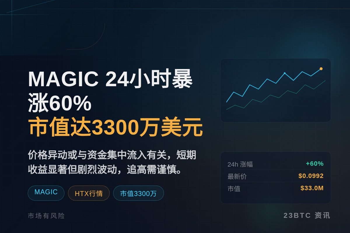 MAGIC 24小时暴涨60%,市值达3300万美元插图1 MAGIC 24小时暴涨60%,市值达3300万美元