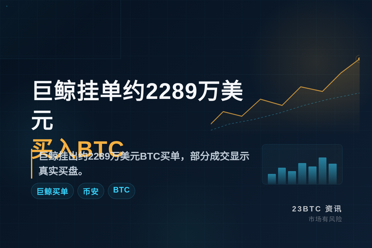巨鲸在币安挂单约2289万美元买入BTC插图1 巨鲸在币安挂单约2289万美元买入BTC