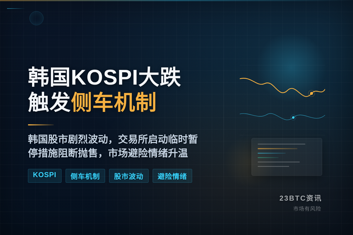 韩国KOSPI大跌,触发侧车机制插图1 韩国KOSPI大跌,触发侧车机制