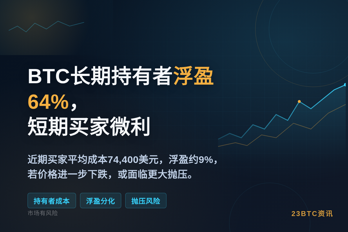 BTC长期持有者浮盈64%，短期买家微利