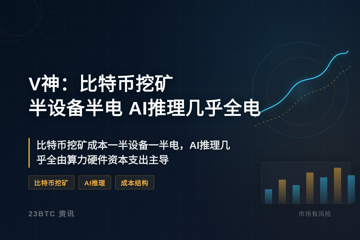 V神：比特币挖矿半设备半电，AI推理几乎全电